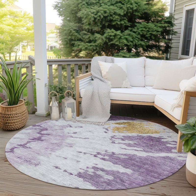 Machine Washable Indoor/ Outdoor Chantille Tie Dye Modern Rug