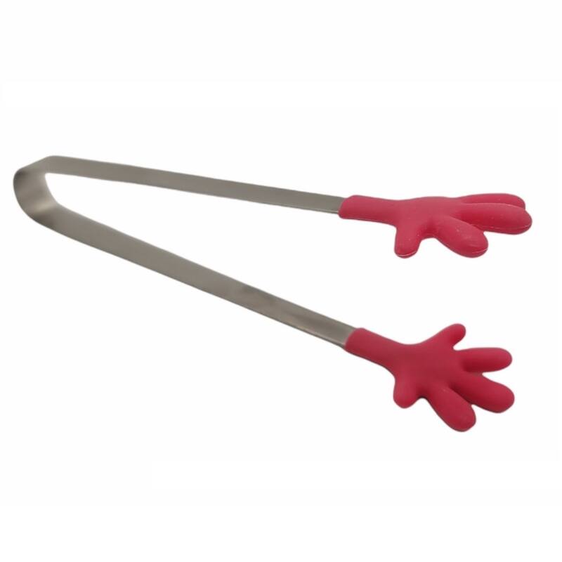 Handy Housewares 5" Long Stainless Steel Mini Tongs with Silicone Hand Shaped Tips - Pink - 1 Pack