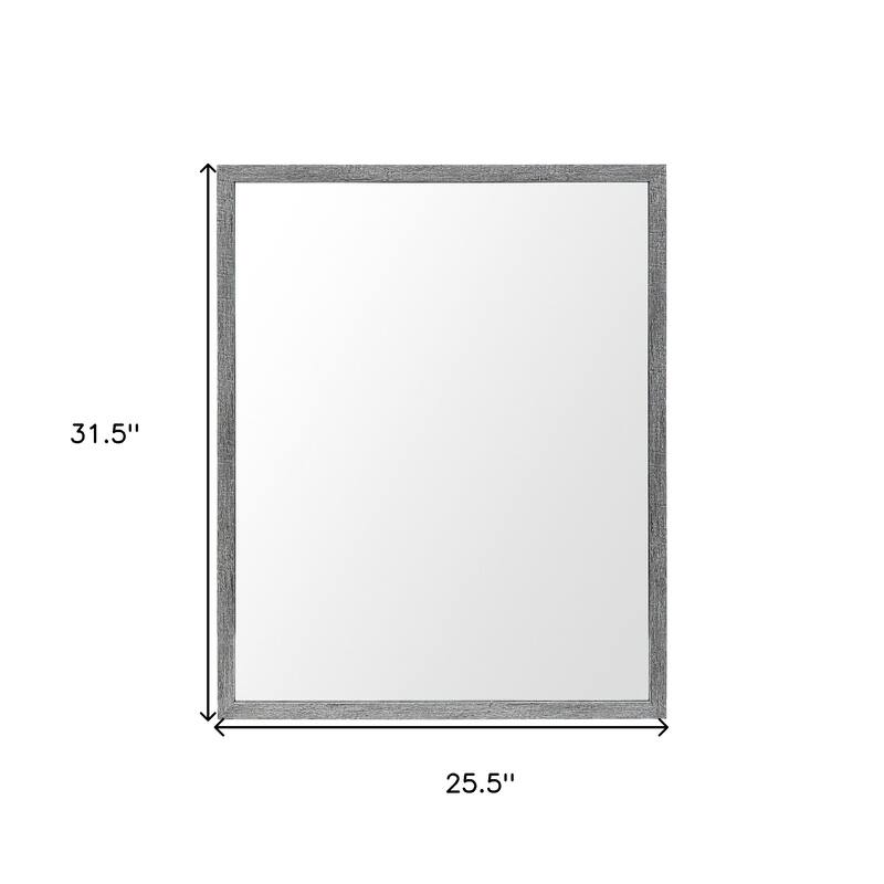 HomeRoots 32" Gray Framed Bathroom Vanity Mirror - 25.50 in. x 31.50 in. x 1.75 in.