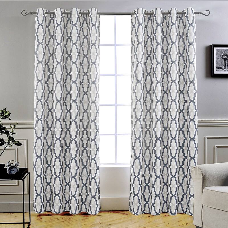 DriftAway Mason/Geo Thermal Insulated Blackout Grommet Window Curtain Panel - 52" Width X 84" Length - Grey