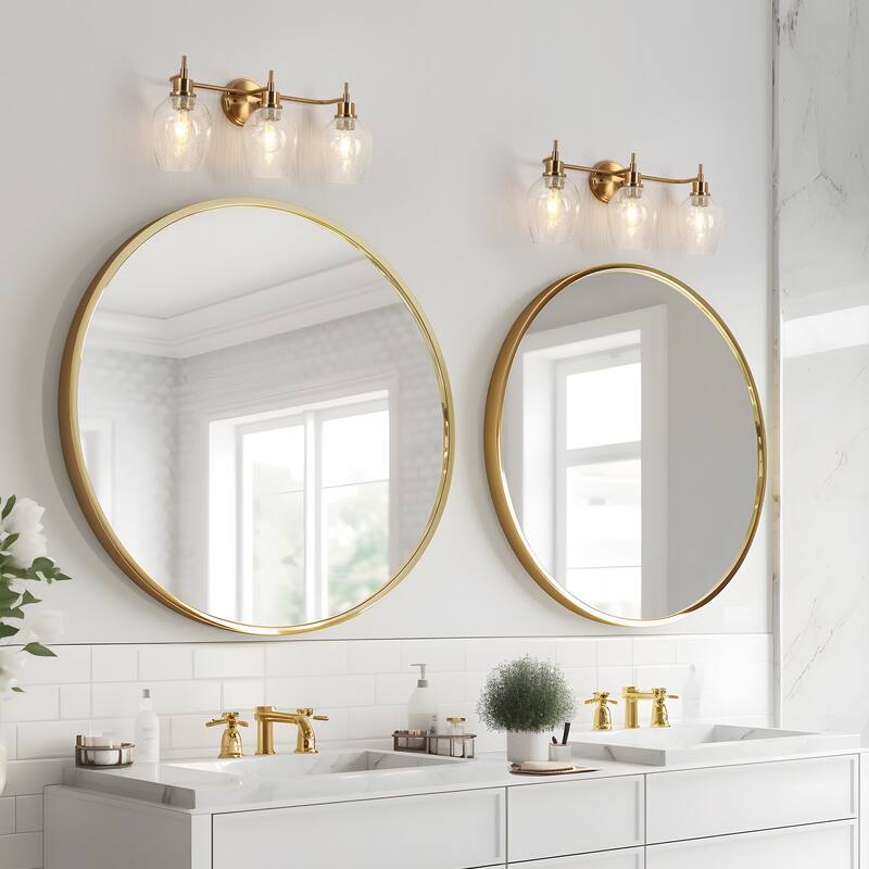 Modern Gold 3-Light Bathroom Vanity Light Glass Wall Sconces - W23.6" * H8.1"
