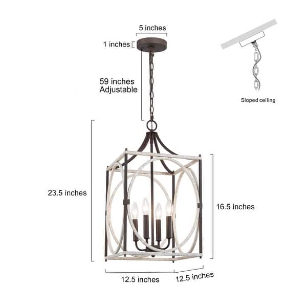 Modern Farmhouse 4-Light Lantern Chandelier Cage Lights for Kitchen ...