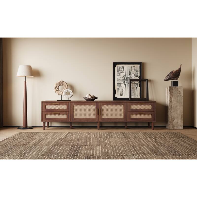 Media Console TV Stand with 4 Drawers, Minimalist Entertainment Center Medicine Cabinet Accent Cabinet