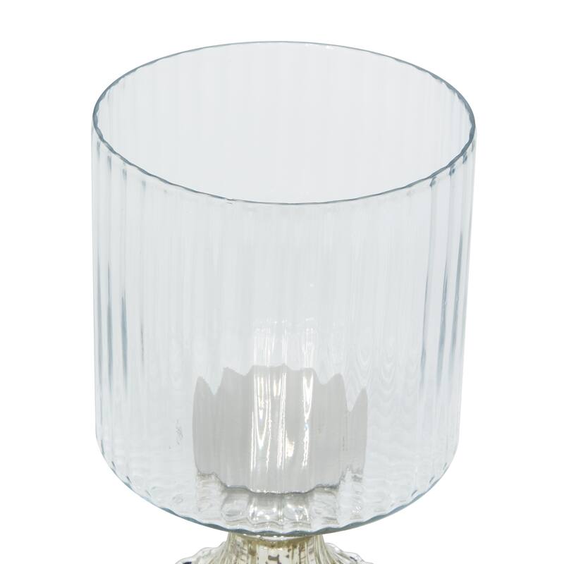 Glass Hurricane Lamp - Set of 2 Silver - Roche River Decor - 6"W x 6"L x 12"H