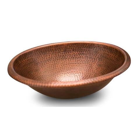 Hammered Copper Oval Bathroom Sink Vessel 17 x 13 inch - 17 x 13 x 5.2 inches