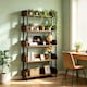 5-Tier Industrial Bookshelf, Open Rustic Brown Bookcase with Metal ...