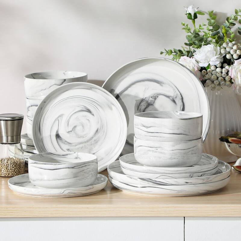 MALACASA LUNA 18-Piece Porcelain Dinnerware Set (Service for 6)