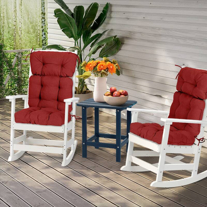 Aoodor Outdoor 45"x 22" x5" Tufted High Back Cushions Patio Replacement Chair Cushion with Ties, Set of 2 - 45" x 22" x 5"