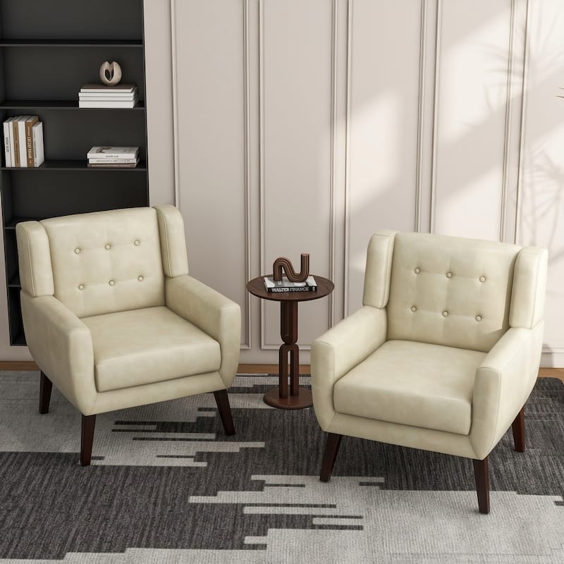 UIXE Faux Leather Accent Armchair, Upholstered Accent Chairs For Bedroom
