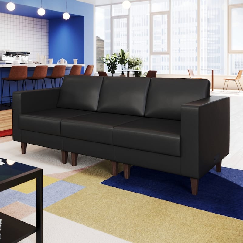 Commercial Modular Left Arm Chair with AC/USB/USB-C Chargers - 28.25"W x 31.5"D x 31.75"H