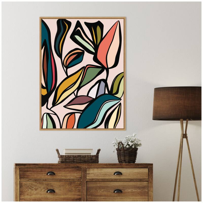 Kate and Laurel Fanciful Ficus Expansion by Alicia Bock Framed Canvas Wall Art Print