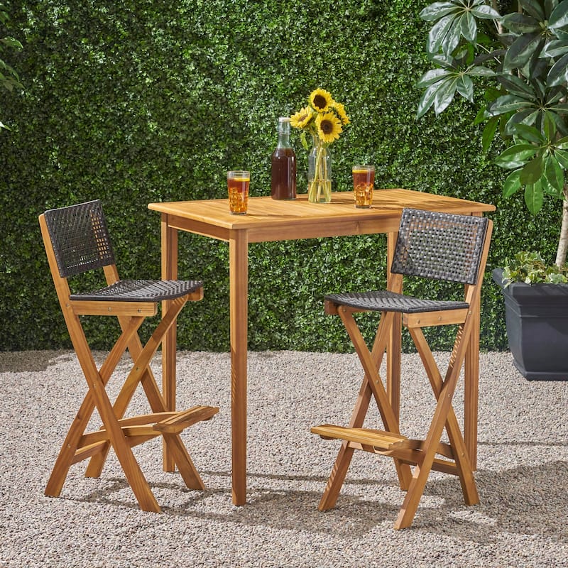 Polaris 45-inch 3-piece Outdoor Bar Table Set by Christopher Knight Home - Brown