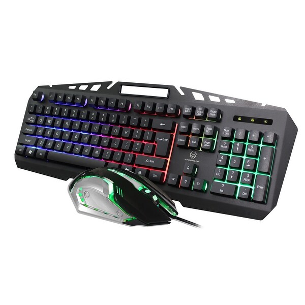 Shop Magegee Gaming Combo With Keyboard And Mouse Featuring 7 Color Cycle Rainbow Led Backlit Black Overstock 28063735