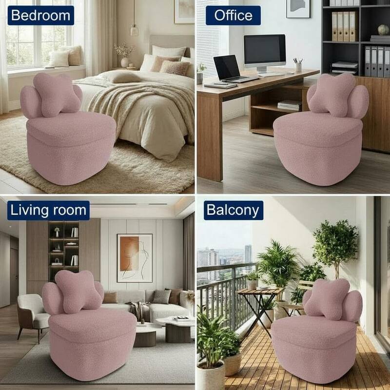 Modern Soft Toy Bear Accent Chair, Soft Boucle Upholstered Lounge Armchair