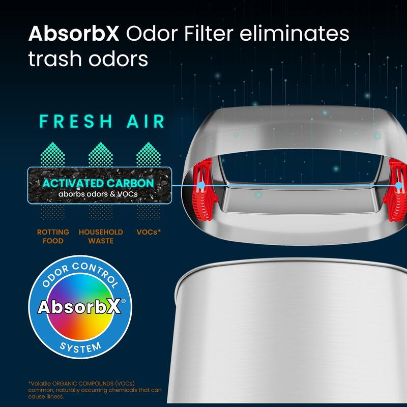 iTouchless 13 Gal Stainless Steel Oval Open Top Trash Can with Filters