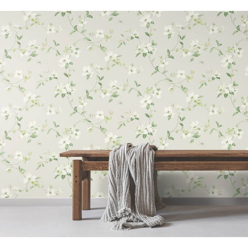 York Wallcoverings Dogwood Light Grey Wallpaper