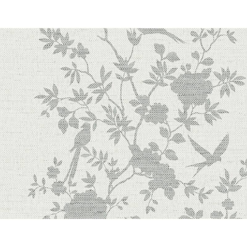 Lillian August Aloha Bird Trail Embossed Vinyl Unpasted Wallpaper - 27 in. W x 27 ft. L - Gray Wave