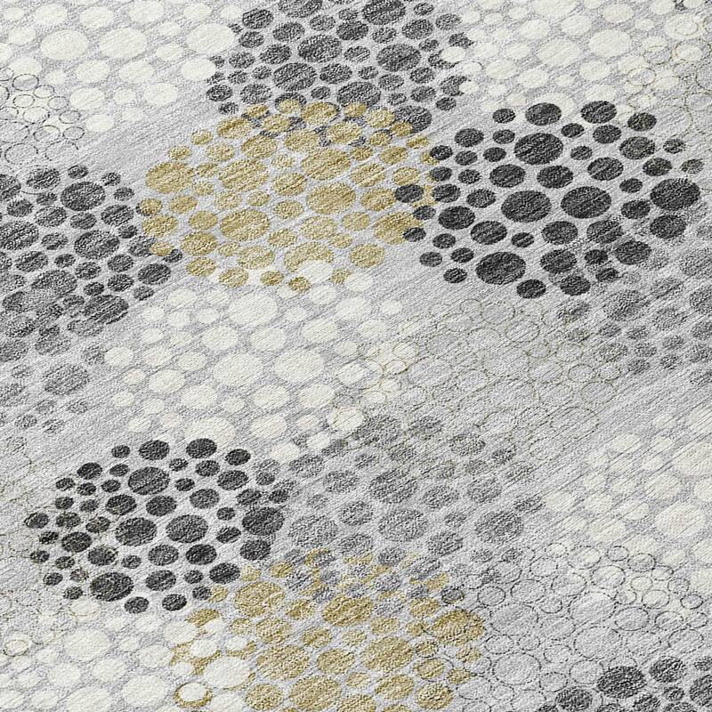 Machine Washable Indoor/ Outdoor Chantille Modern Bubbles Rug