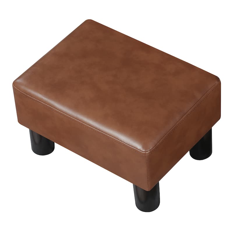 Adeco Small Rectangular Ottoman Modern PU Leather Footrest Stool Chair