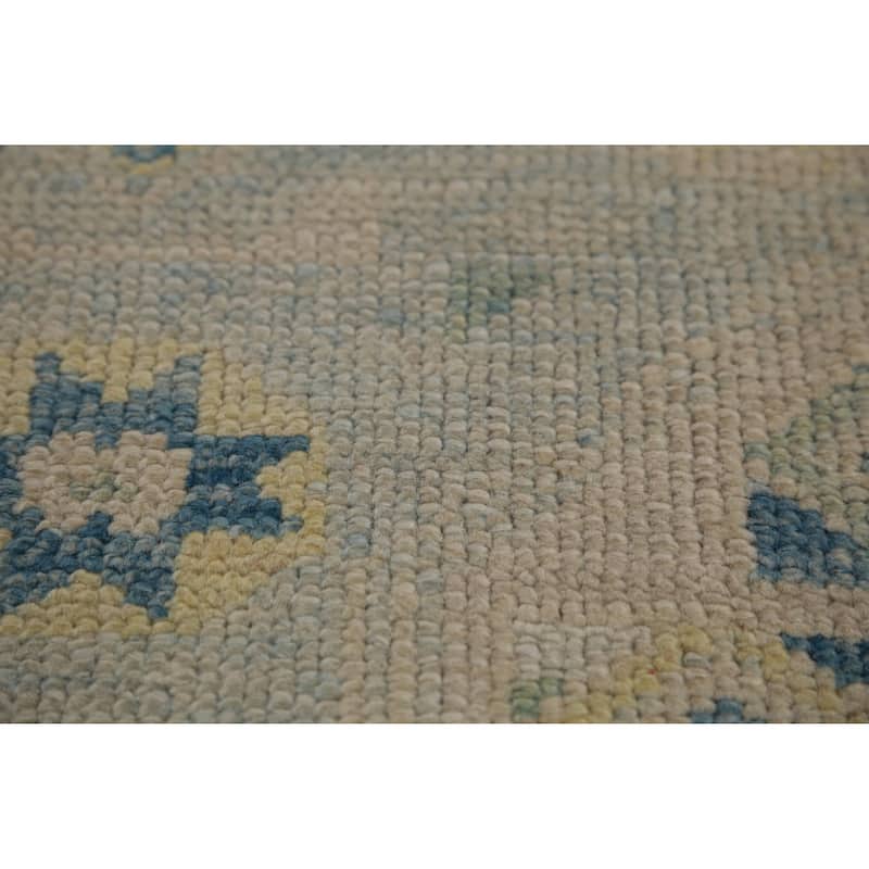 Hand Knotted Oriental 100% Wool Carpet Transitional Geometric Navy Blue & Blues Oushak Runner Rug - 16' 0'' X 3' 4''