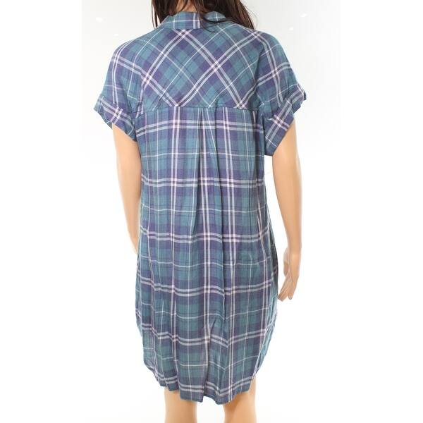 Shop Cloth Stone Plaid Collared Women S Medium Shirt Dress