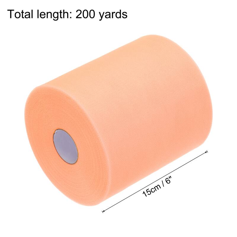 Tulle Rolls Fabric Spools 6" for Decoration Wrapping Wedding DIY Craft - Light Orange - 200 Yard
