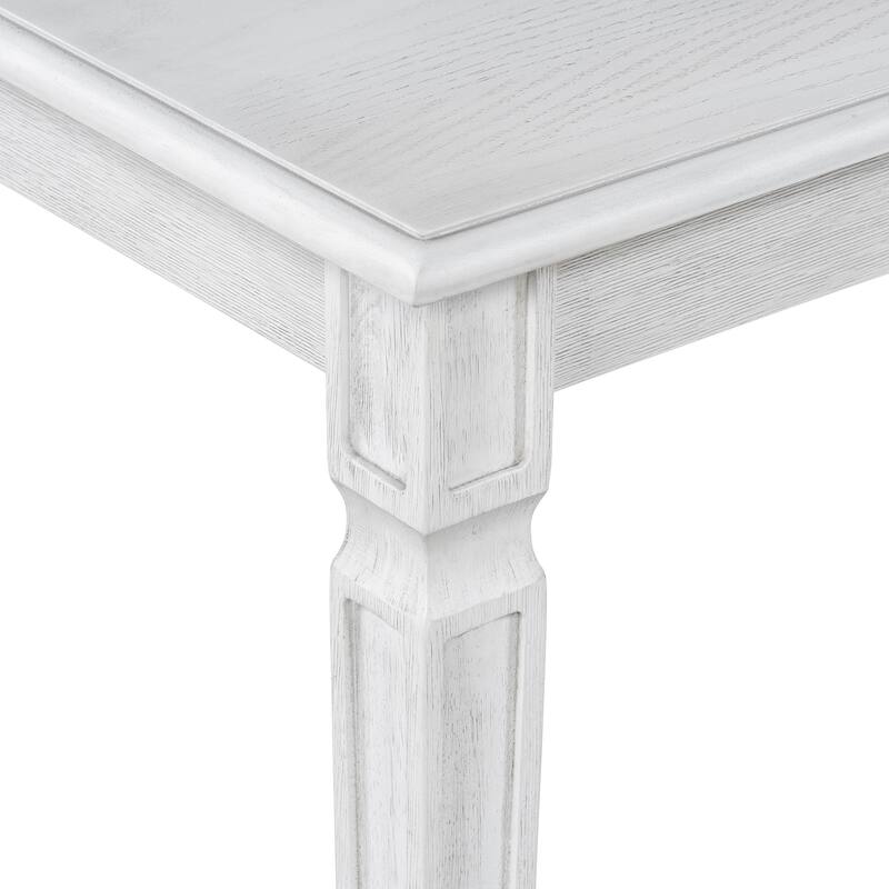 Roomfitters Extendable Rectangular Dining Table, 4 Upholstered Seats, Long Bench, 6-Piece Farmhouse Set