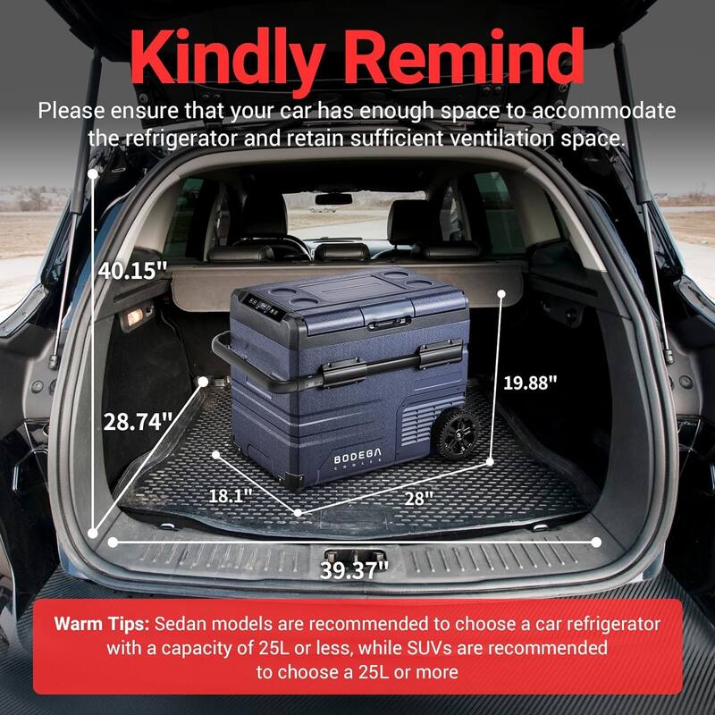 BODEGA Car Refrigerator,Dual Zone Cooler,Temp Independent,APP Control