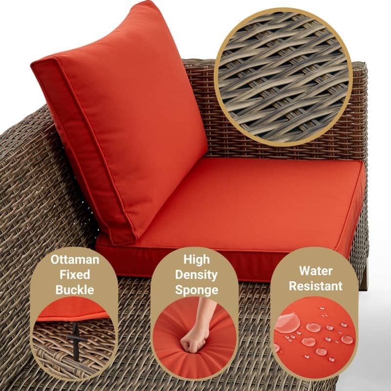 5-Piece Outdoor Wicker Patio Conversation Set