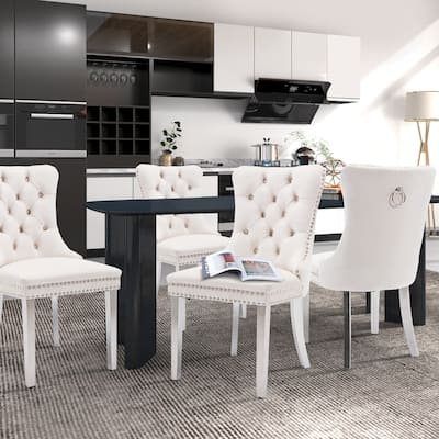 Contemporary Velvet Upholstered Dining Chair Set of 2