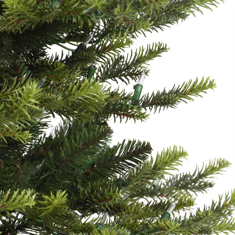 Puleo International 7.5 ft. Pre-lit Slim Royal Majestic Douglas Fir Downswept Artificial Christmas Tree