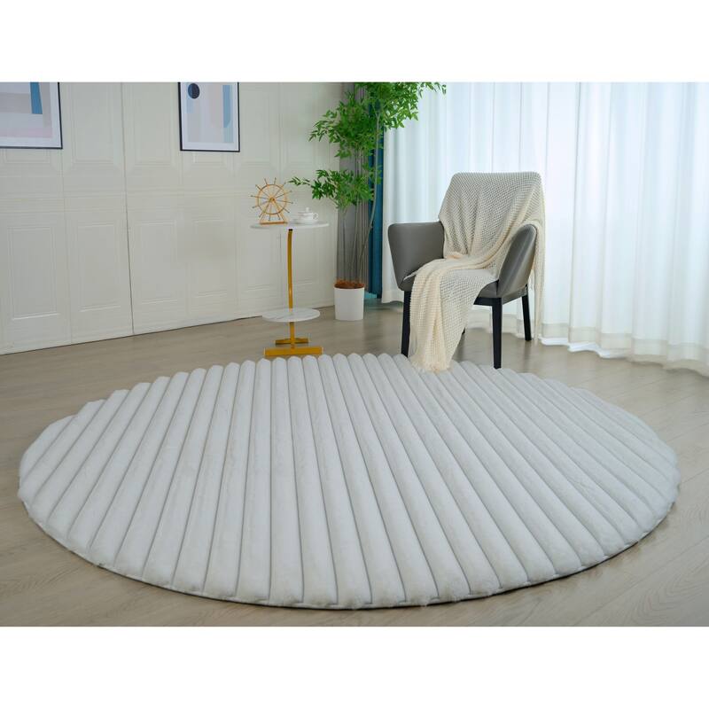 Madrid Collection Ultra Soft Ribbed Faux Fur Area Rug