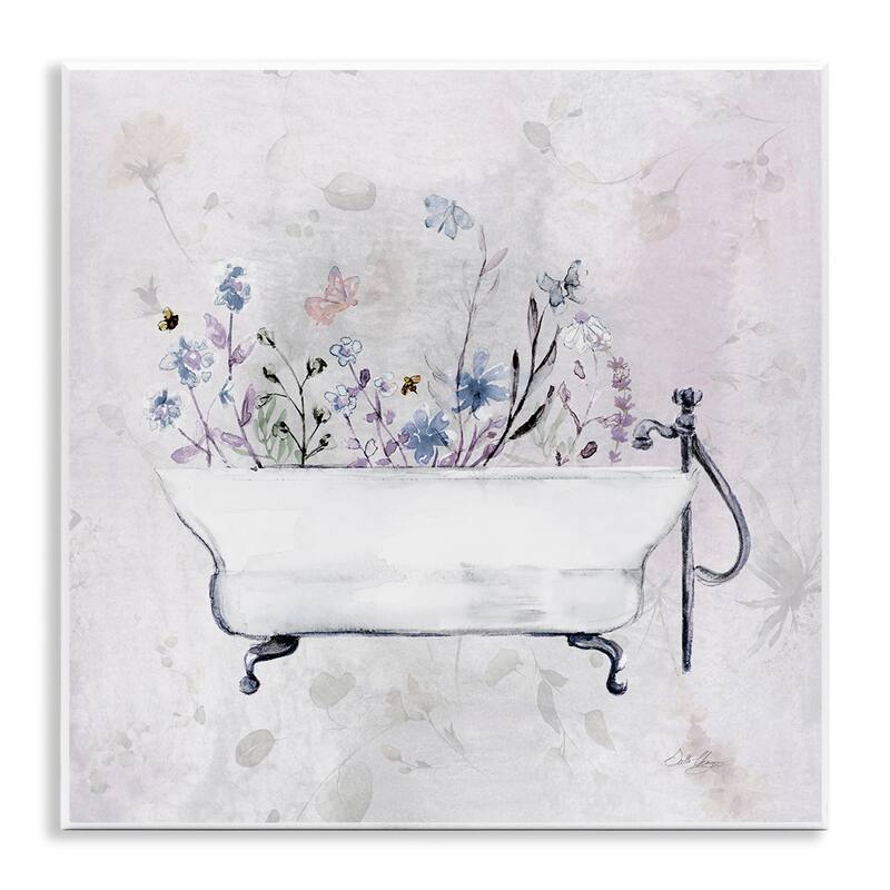 Stupell Antique Bathtub Botanicals Wall Plaque Art Design By Stella Chang - 12 x 12
