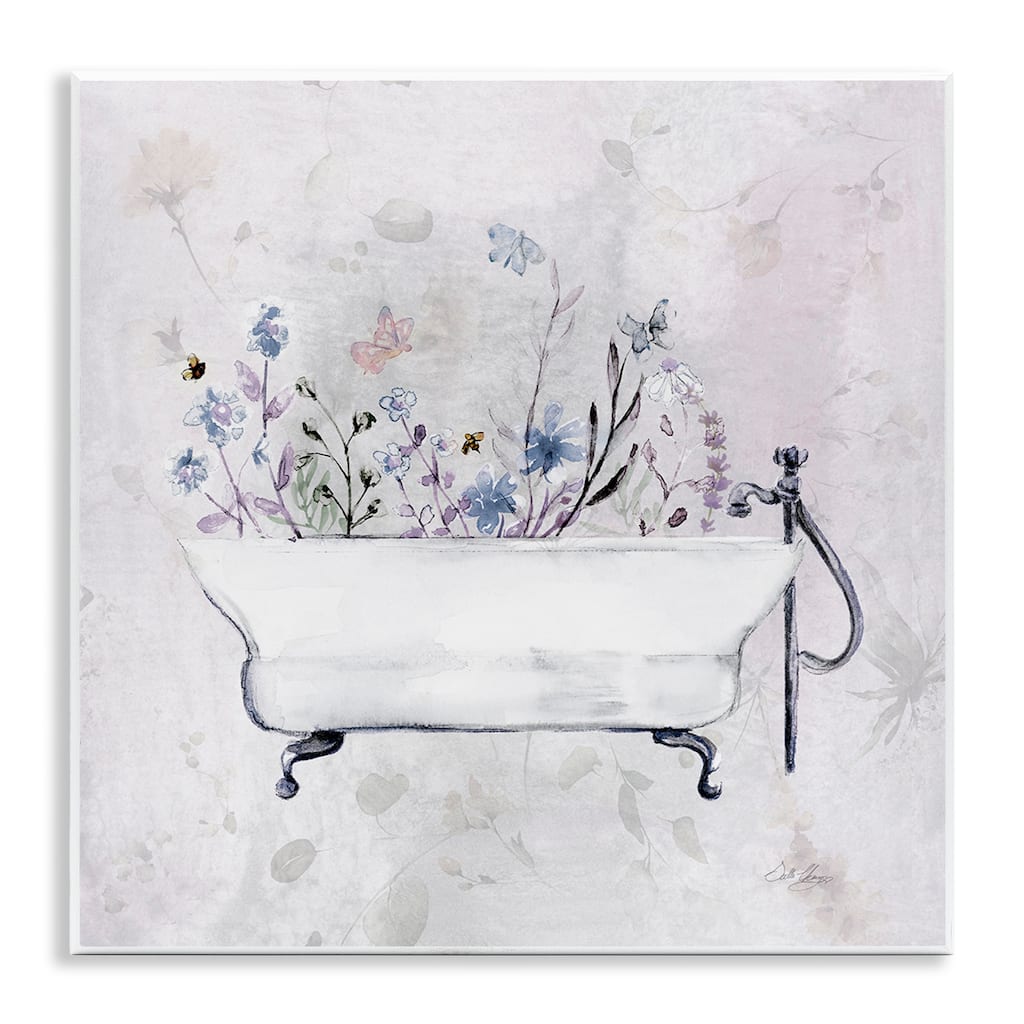 Stupell Antique Bathtub Botanicals Wall Plaque Art Design By Stella Chang