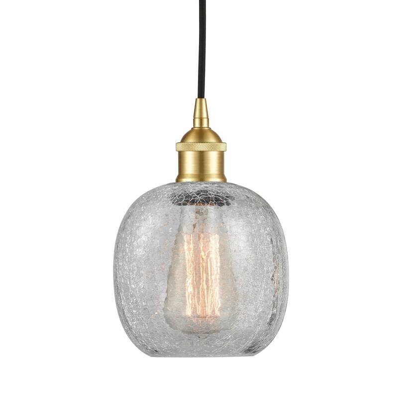 Innovations Lighting 616-1P-10-6 Belfast Pendant Belfast 6" Wide Mini - Satin Gold / Clear Crackle