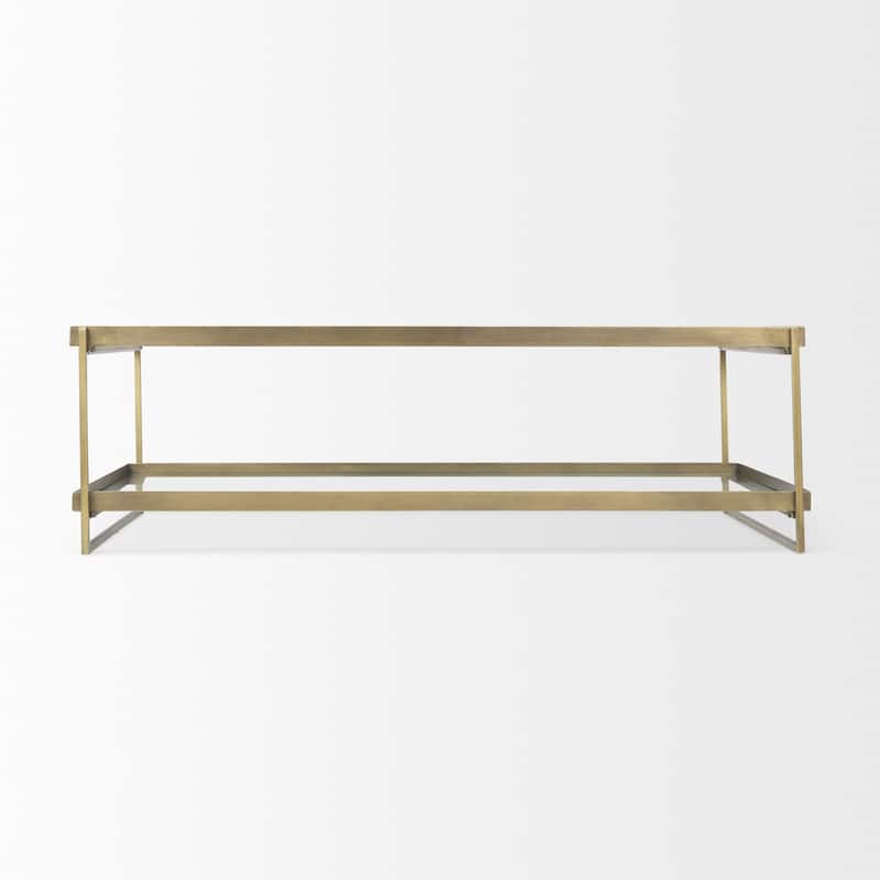 Trey Gold Iron w/ Glass Rectangular Coffee Table - 56"L x 32"W x 17"H