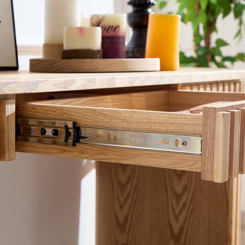 59.05'' Modern Vertical Stripe Console Table With Hidden Drawer