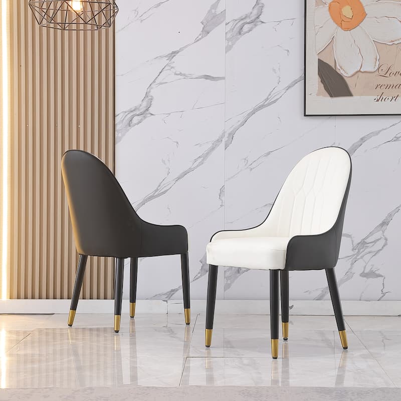 Modern Faux Leather Dining Chair Set of 2 - Black