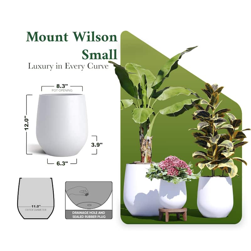 DTY Signature Mount Wilson 1-Piece Fiberstone Tapered Planter for Indoor/Outdoor, Black