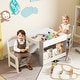 preview thumbnail 13 of 15, 4 in 1 Kids Activity Table and Chairs Set with Reversible Tabletop Included Bookshelves - 24" x 24" x 19"