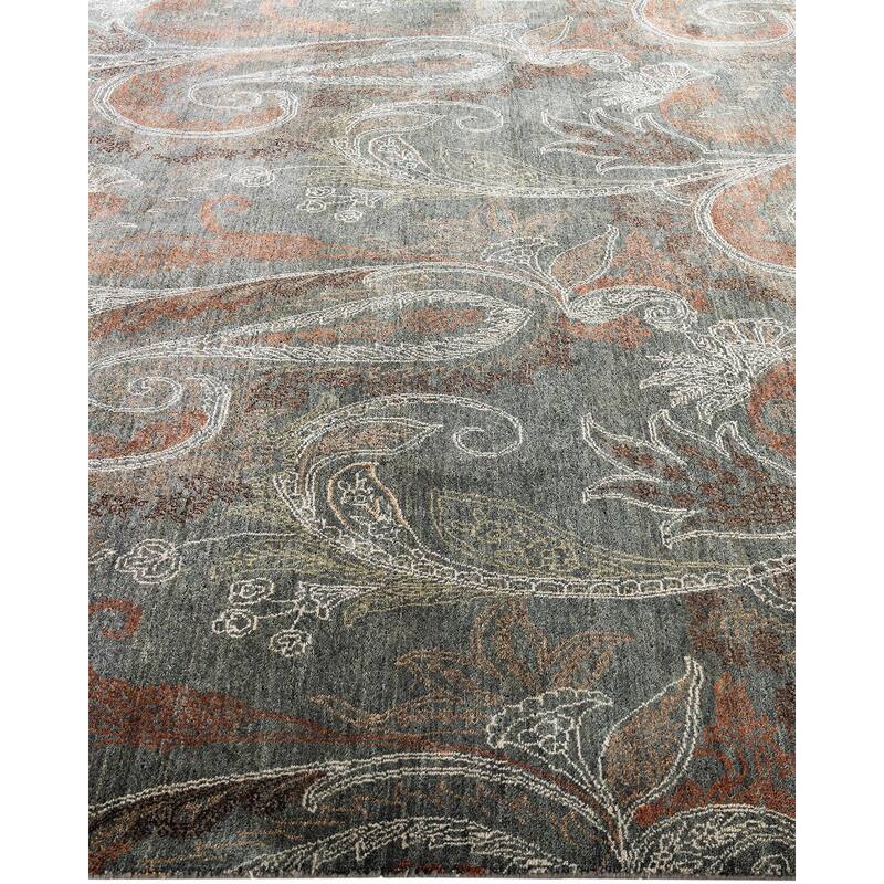 Ikat One-of-a-Kind Hand-Knotted Area Rug - Gray, 7' 10" x 10' 0" - 7' 10" x 10' 0"
