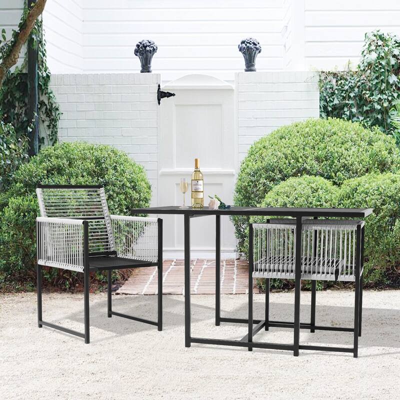 3-Piece PE Rattan Patio Conversation Set