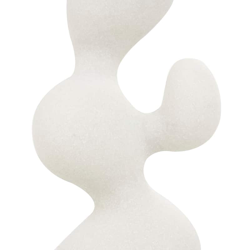 White Polystone Curved Shaped Abstract Sculpture with Speckled Texturing