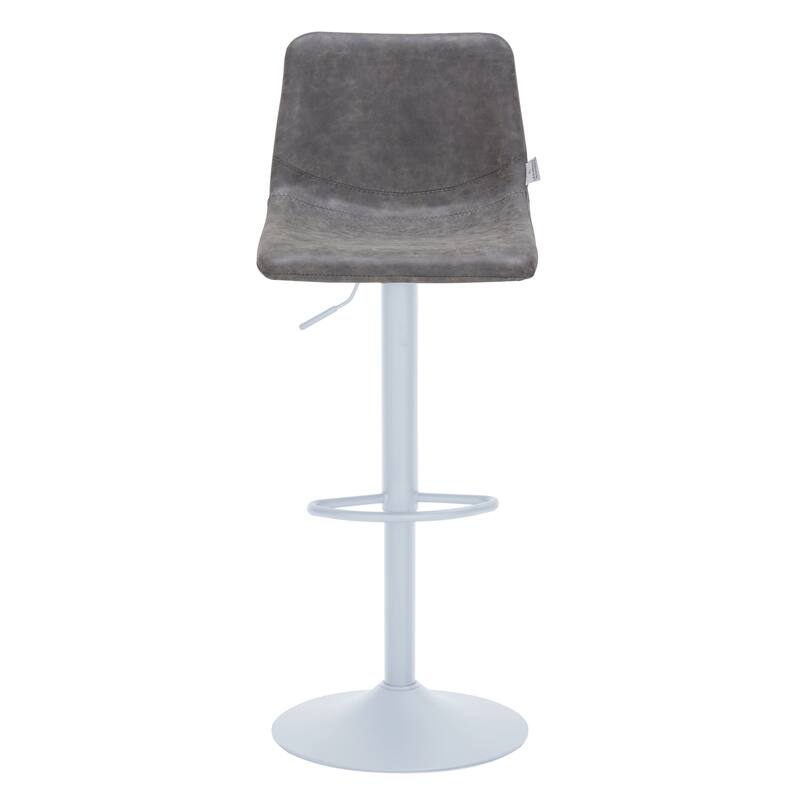 Adjustable Height Bar Stool in Leather Upholstery With White Iron Base Tilbury Collection