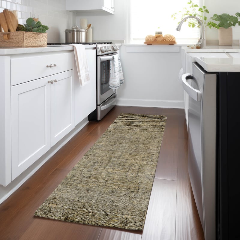 Machine Washable Indoor/ Outdoor Chantille Distressed Traditional Rug