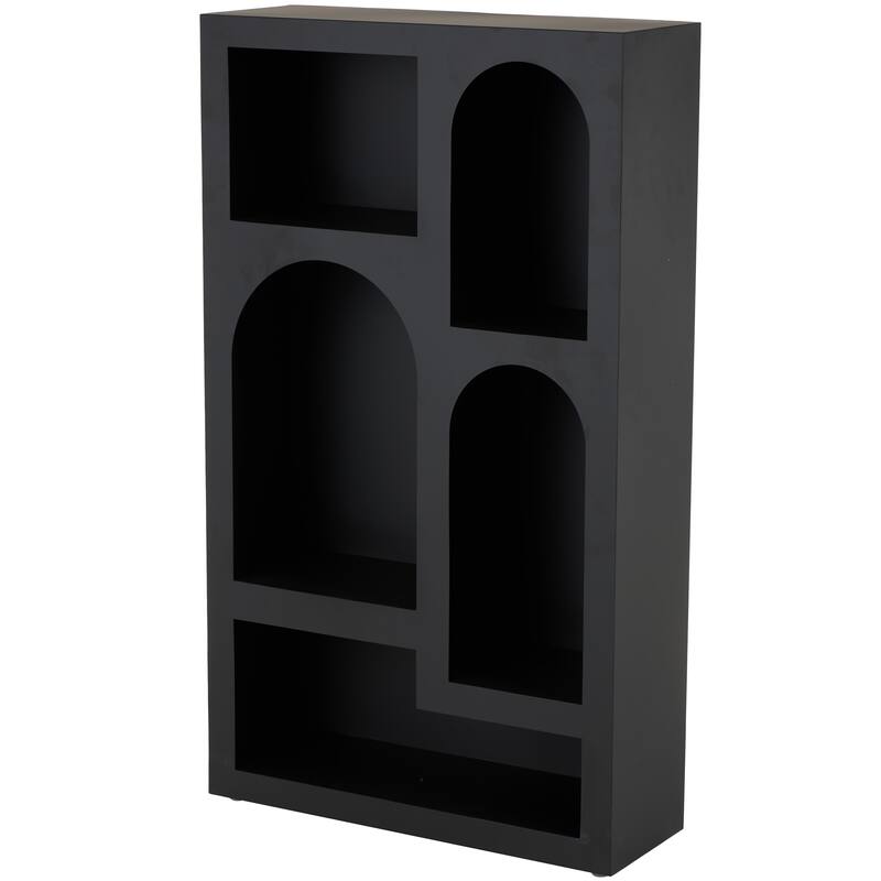 Black or Cream Metal 5 Shelf Geometric Storage Shelving Unit