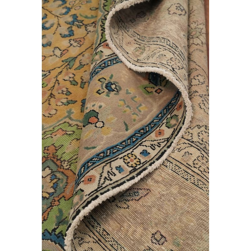 Hand Knotted Oriental 100% Wool Carpet Traditional Floral Oranges & Rust Tabriz Area Rug - 12' 7'' X 9' 10''