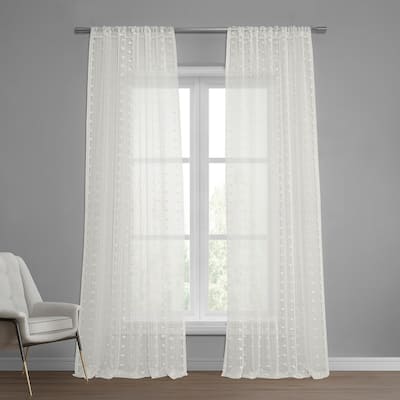 Exclusive Fabrics Strasbourg Dot Patterned Faux Linen Sheer Curtain (1 Panel)
