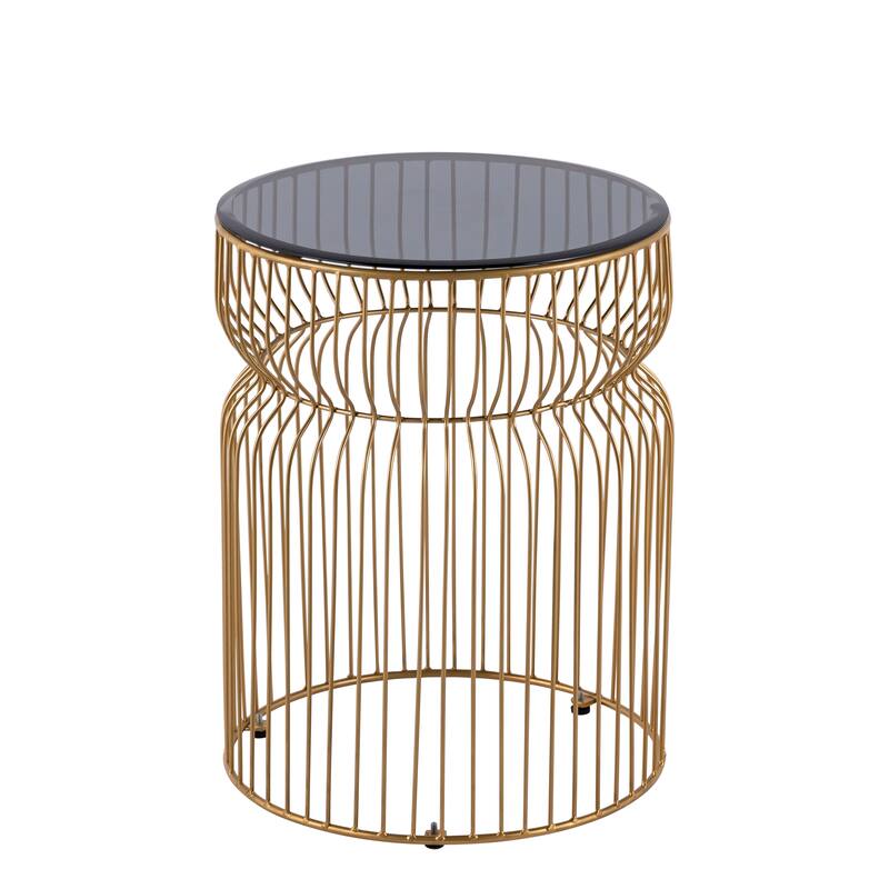 Modern Contemporary Metal Nested Base And Tinted Tempered Glass Top Material Round Coffee Table
