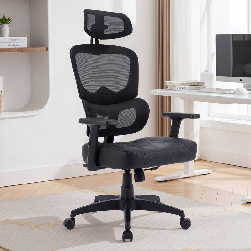Javlergo Swivel High Back Mesh Office Chair with Adjustable Headrest Armrest